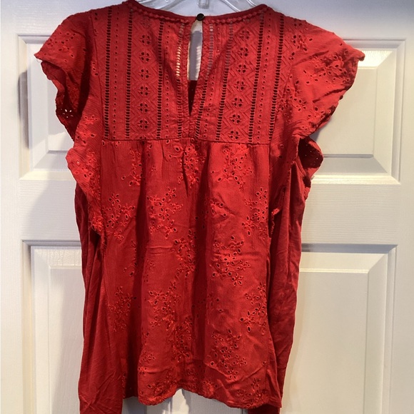Red Eyelet Lace Top - Picture 9 of 15